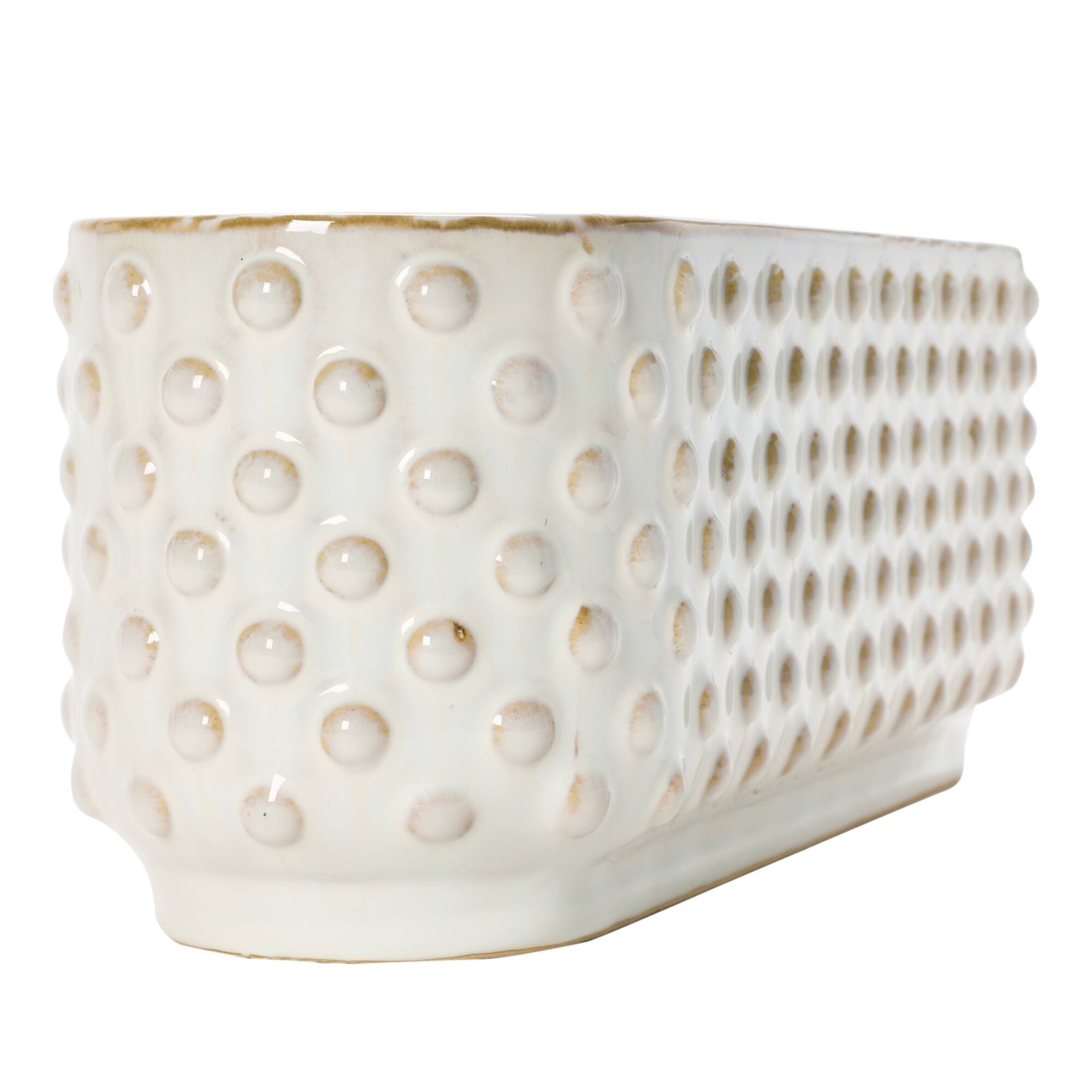 Hello Honey® 15" White Stoneware 3 Section Window Planter